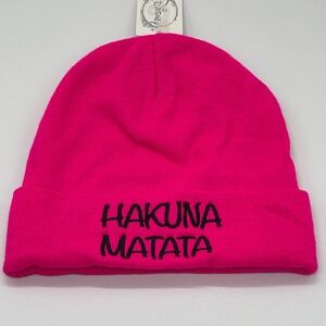 Disney Lion King Pink Hakuna Makata Embroided‎ Cuff Winter Beanie Hat One Size